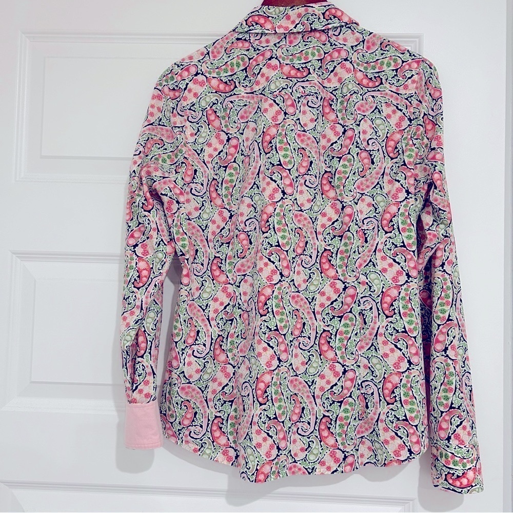 Vineyard Vines Paisley Button-Up Top Size 12 - Picture 3 of 8